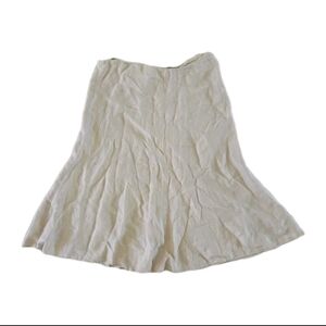 Banana Republic Linen Sz 12 A-Line Midi Skirt Tan Beige Natural Fiber Casual